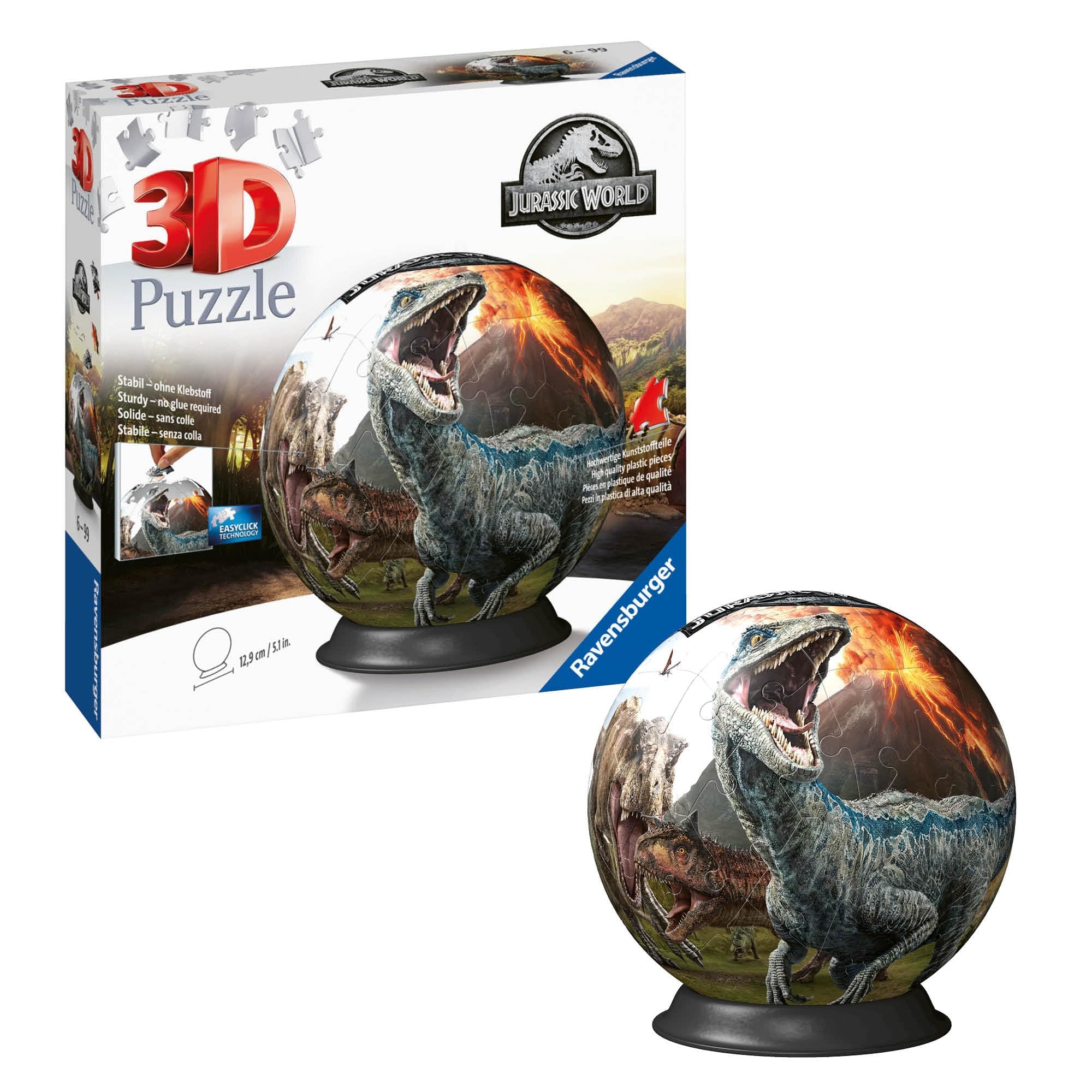 3D Пъзел Ravensburger 72 ел. - Глобус Джурасик свят 2