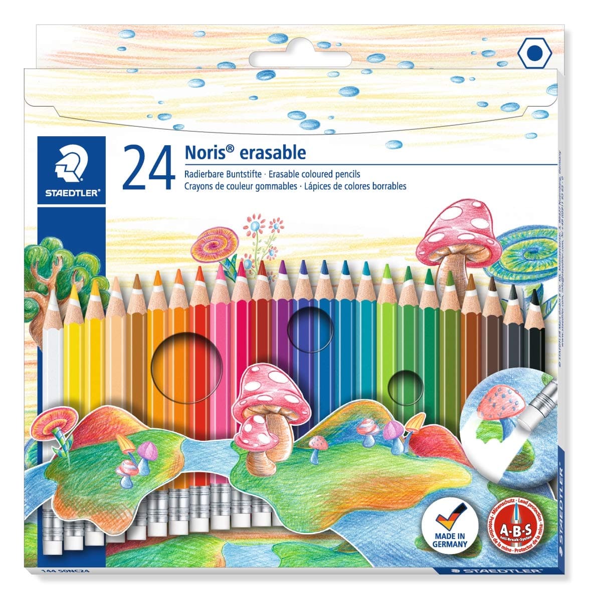 Цветни моливи Staedtler NC 144 50, с гума, 24 цвята