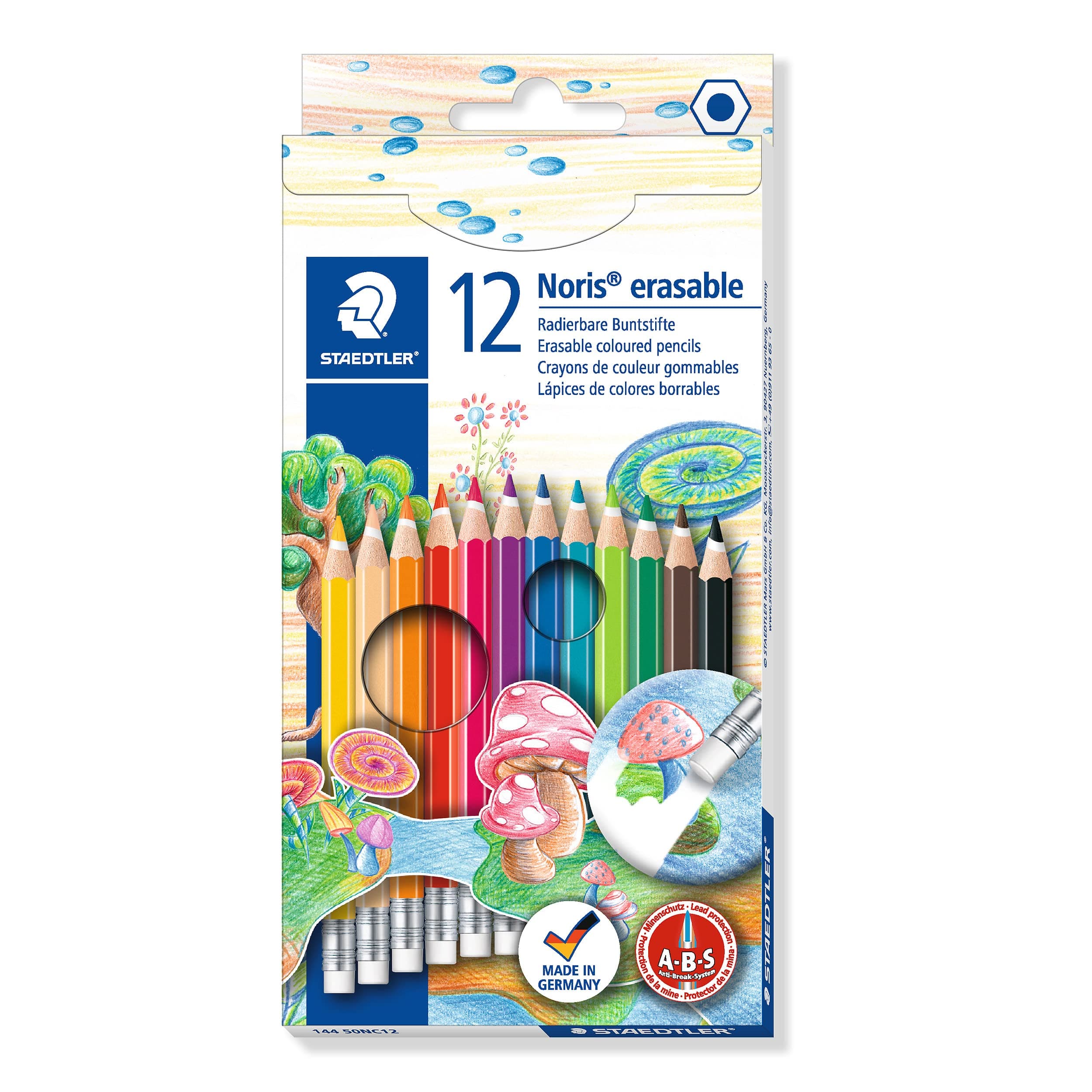 Цветни моливи Staedtler Noris Club, 12 цвята и гума