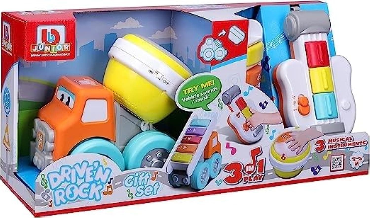 Bburago Junior - Комплект Drive 'N Rock строителeн камион с батерии, с 3 инструмента
