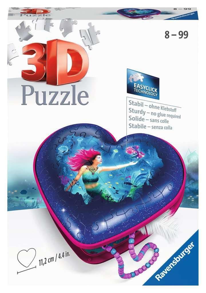 3D Пъзел Ravensburger 54 ел. - Кутия за бижута сърце: Русалки