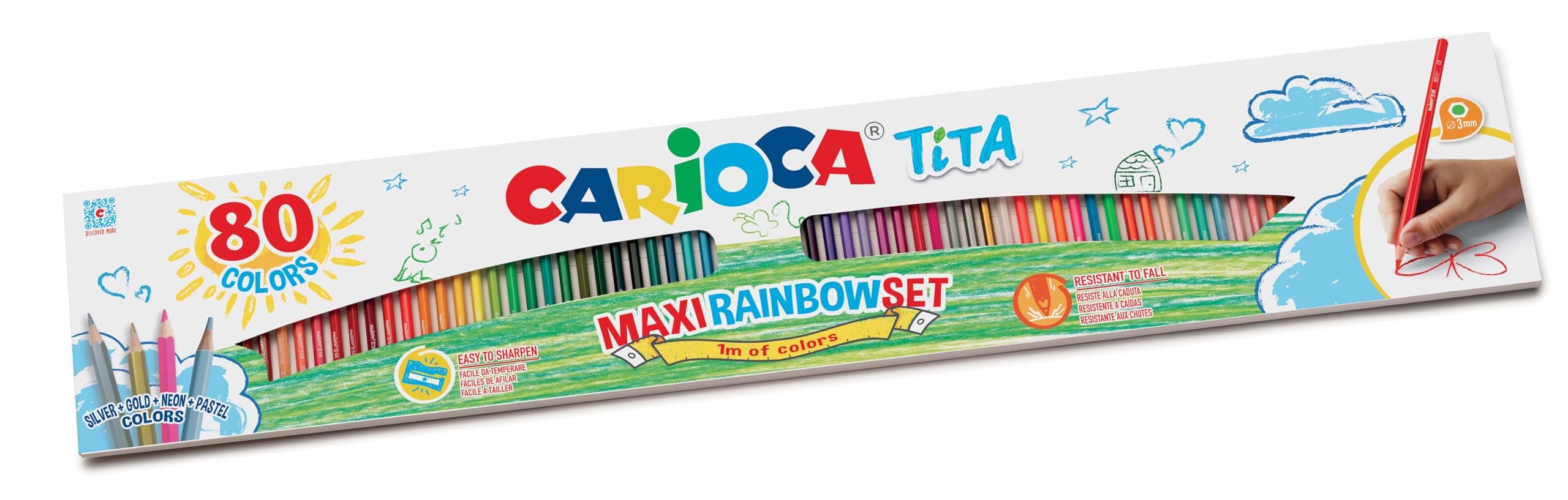 Цветни моливи Carioca Tita, 80 цвята