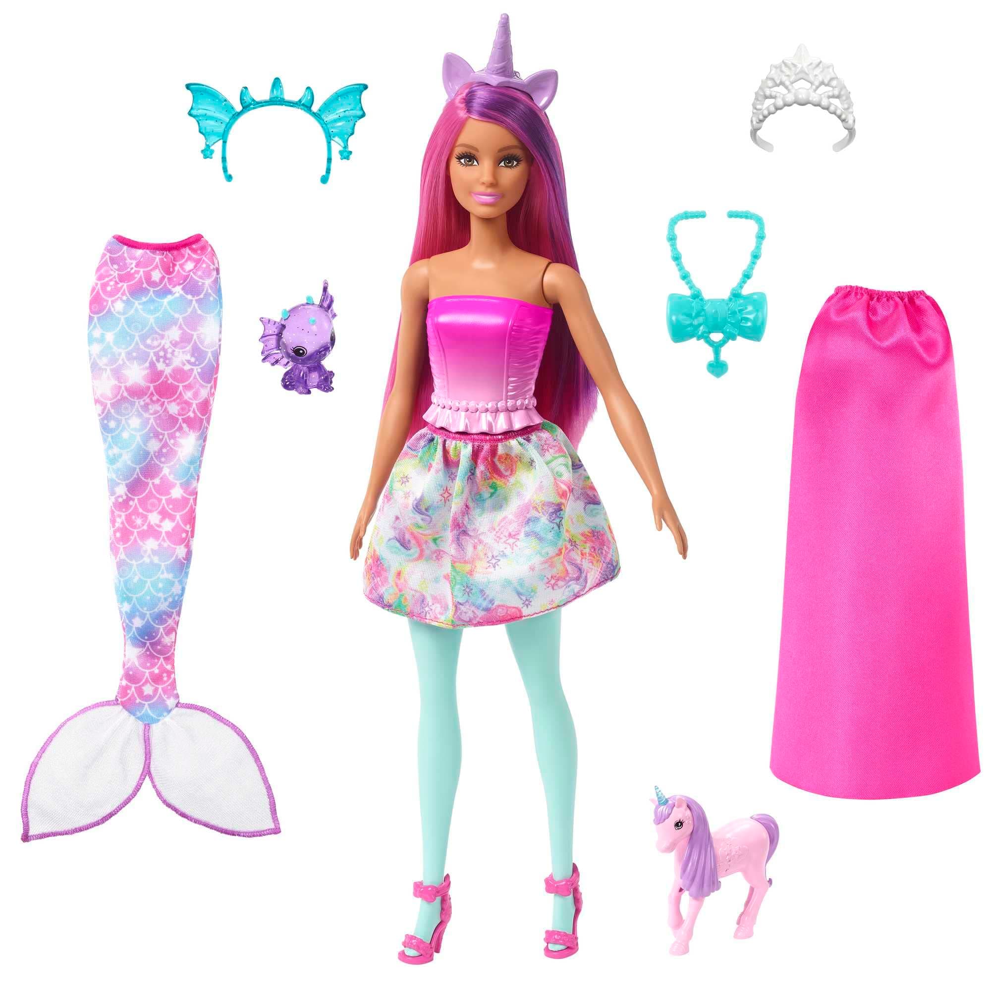 Кукла Barbie Дриймтопия - 3в1 принцеса с костюми на фея и на русалка