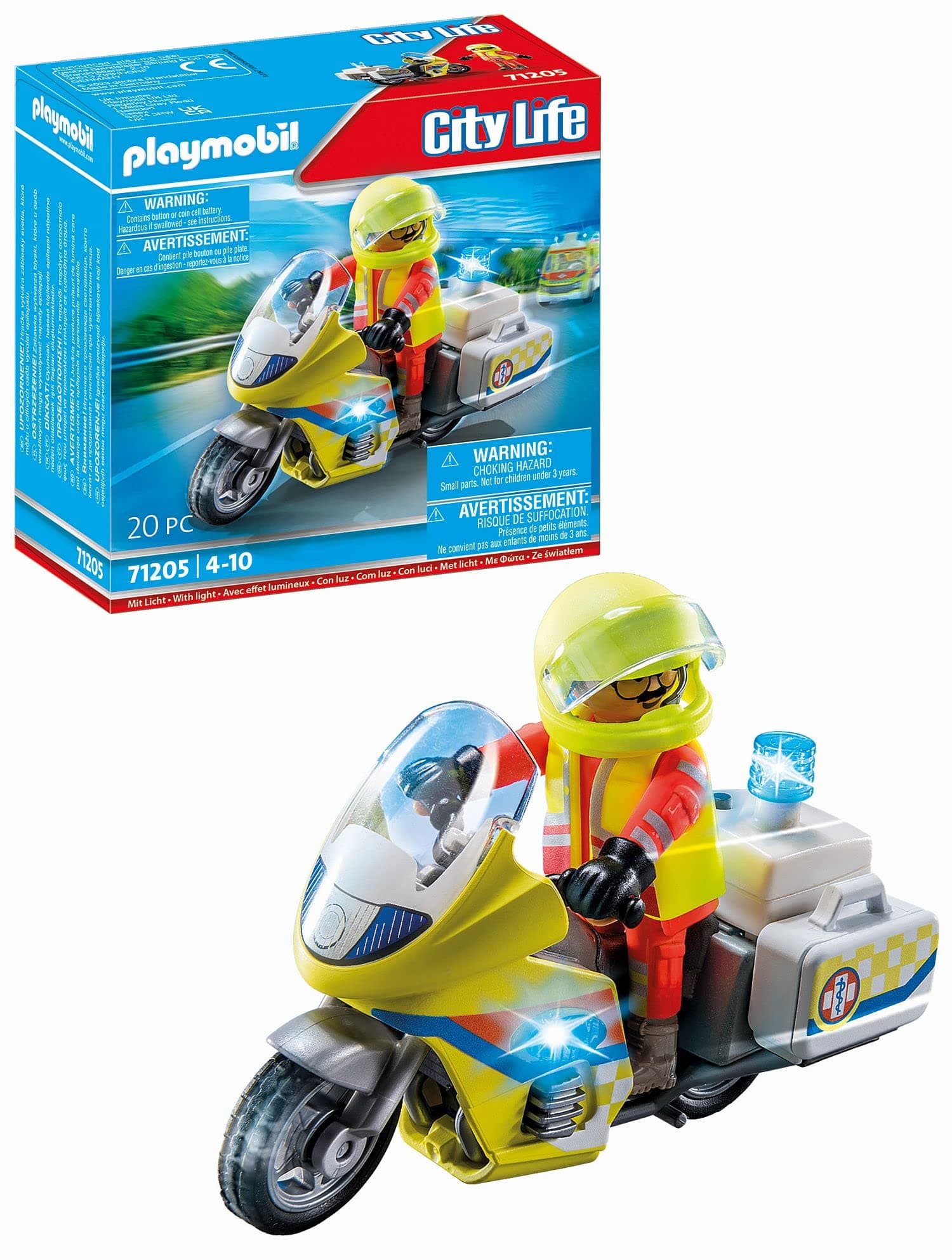 Playmobil - Спасителен мотоциклет с мигаща светлина