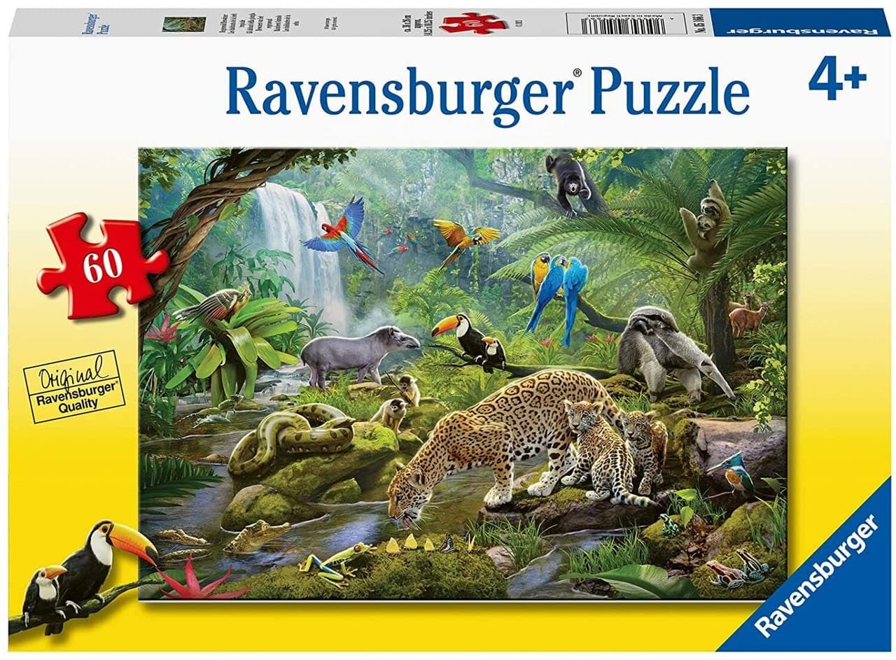 Пъзел Ravensburger 60 ел. - Животни от дъждовните гори