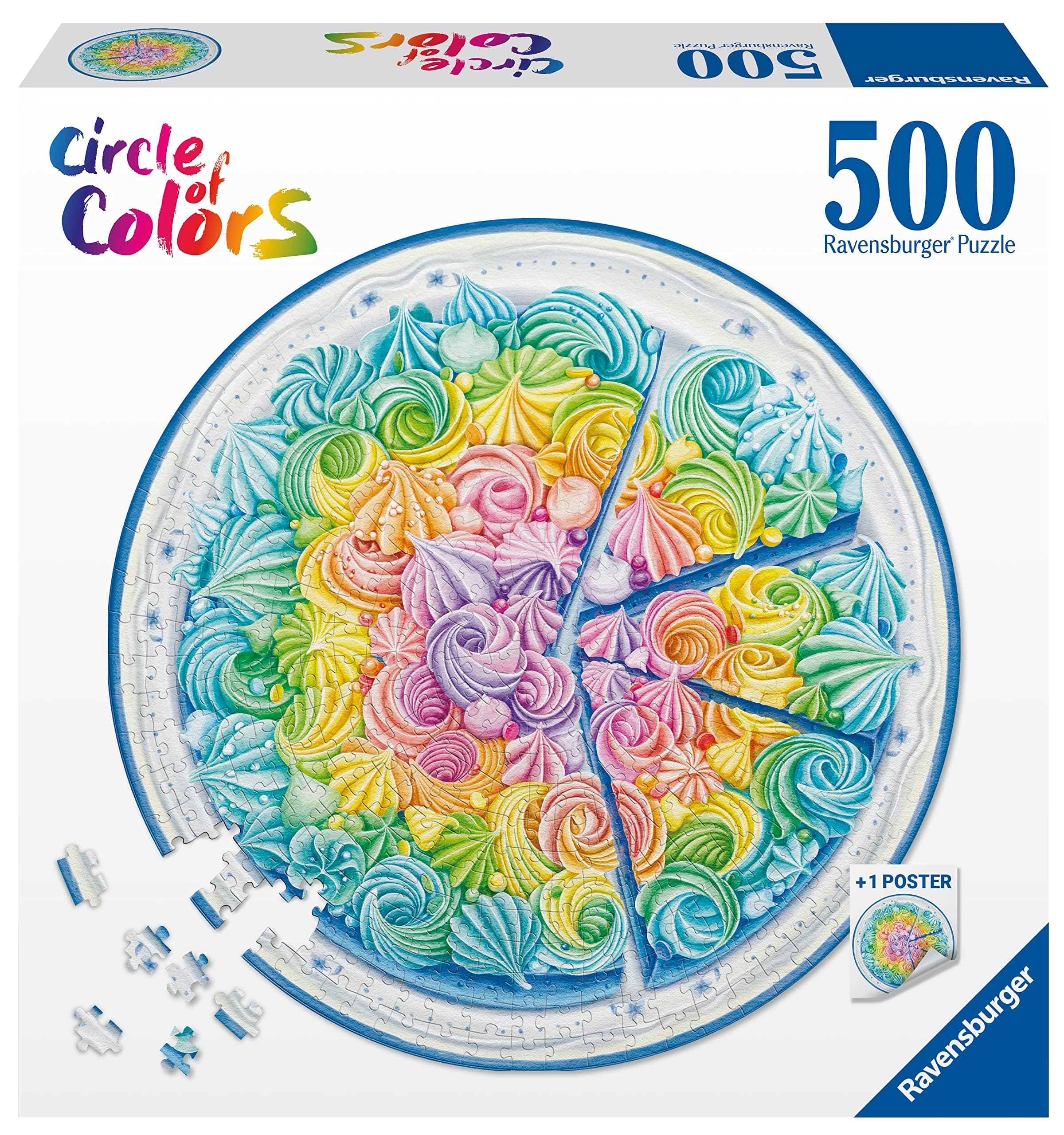 Пъзел Ravensburger 500 ел. - Кръг от цветове: Торта дъга