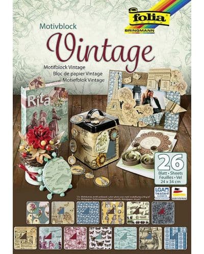 Дизайнерско блокче с хартии и картони Folia - Винтидж