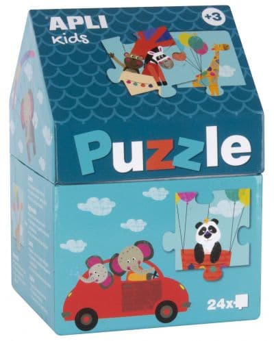 Детски пъзел в къщичка APLI Kids от 24 части - Градът на животните
