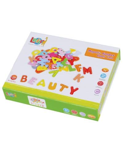 Игрален комплект Lelin - Дървени магнити, Английска азбука