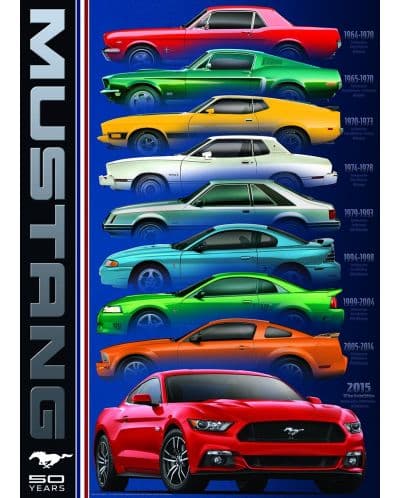 Пъзел Eurographics от 1000 части - Ford Mustang на 50 години