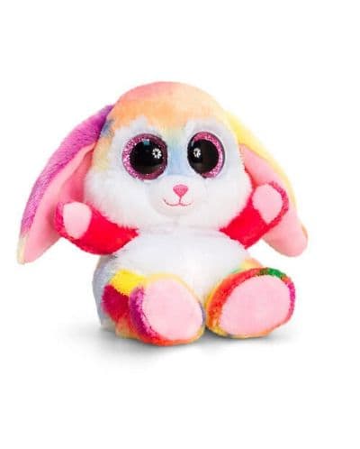 Плюшена играчка Keel Toys Animotsu - Цветно зайче, 15 cm