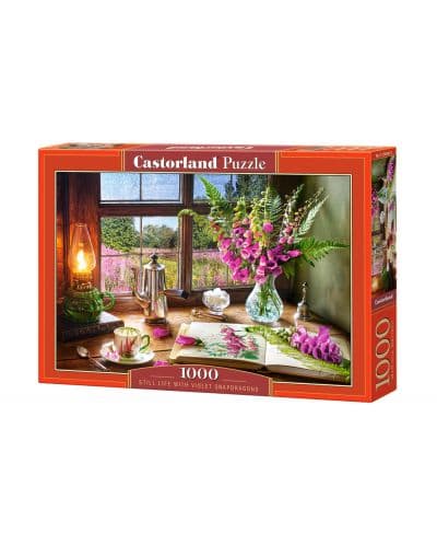 Пъзел Castorland от 1000 части - Натюрморт с виолетови Кученца