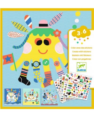 Игра със стикери Djeco - Морски обитатели
