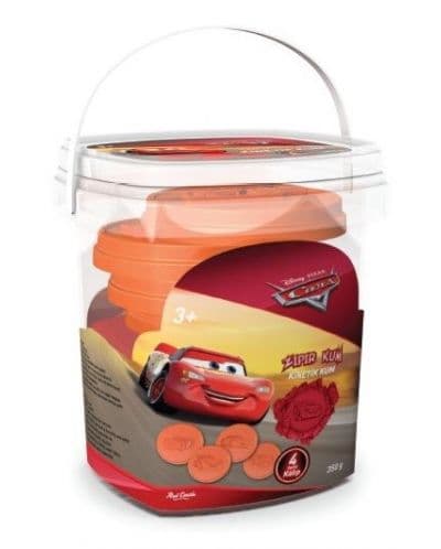 Кинетичен пясък кофа Red Castle - Колите 3, червен, 350 g