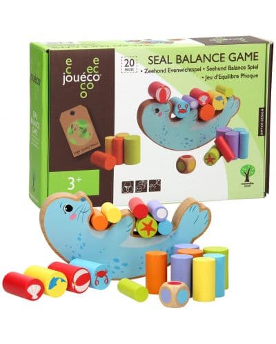 Дървена игра за баланс Joueco - Тюлен