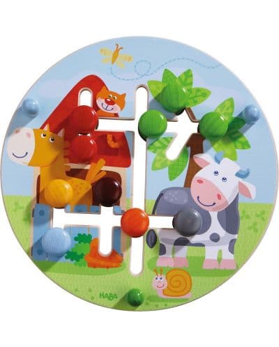 Дървена играчка Haba - Двустранна дъска с фермата