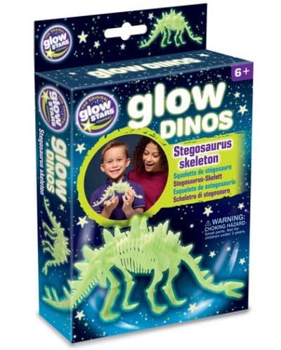 Фосфоресцираща фигурка Brainstorm Glow Dinos - Стегозавър, скелет