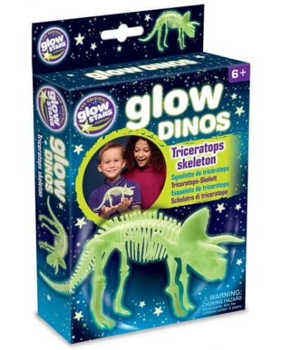 Фосфоресцираща фигурка Brainstorm Glow Dinos - Трицератопс, скелет