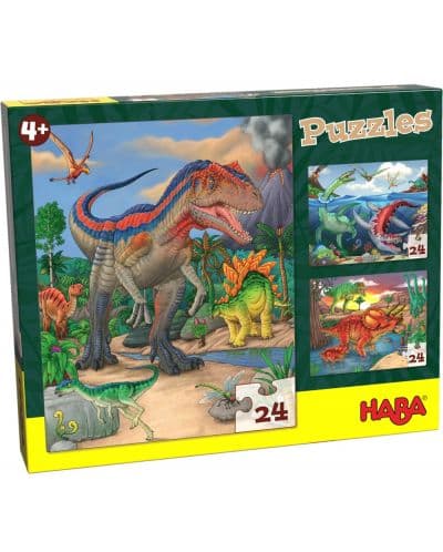 Детски пъзел 3 в 1 Haba - Динозаври