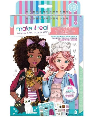 Книжка със стикери и шаблони Make it Real - Pretty Kitty, Моден дизайнер