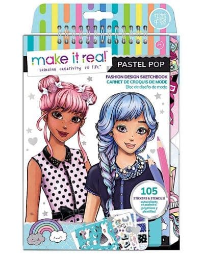 Книжка със стикери и шаблони Make it Real - Pastel Pop, Моден дизайнер