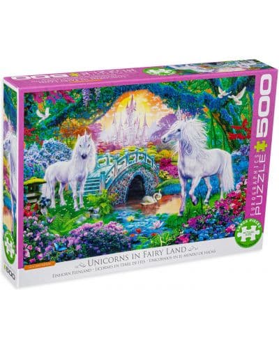 Пъзел Eurographics от 500 XXL части - В света на еднорозите