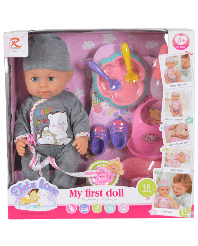 Пишкаща кукла-бебе Moni Toys - С аксесоари, 31 cm, асортимент
