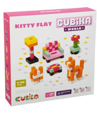 Дървен конструктор Cubika - Котешки апартамент