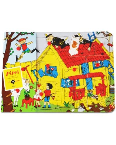 Дървен пъзел с дръжки Pippi - Пипи Дългото чорапче, 12 части