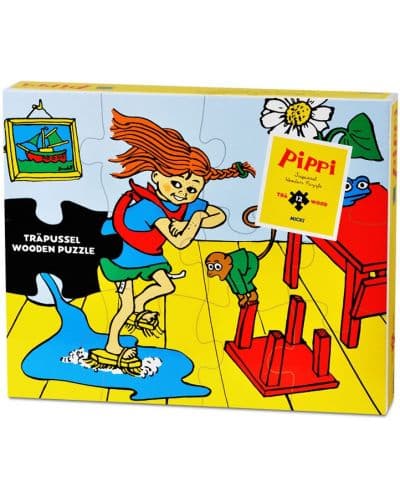 Дървен пъзел Pippi - Пипи Дългото чорапче, 12 части
