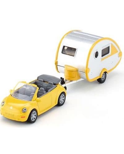 Метална количка Siku - Кабрио VW Beetle с каравана