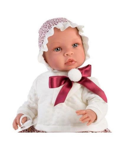 Кукла Asi Dolls - Бебе Лея, с червена панделка и помпон