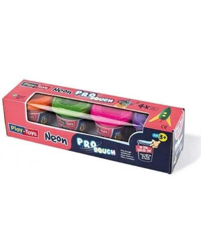 Пластилин Play-Toys - Неонови цветове, 4 х 50 g