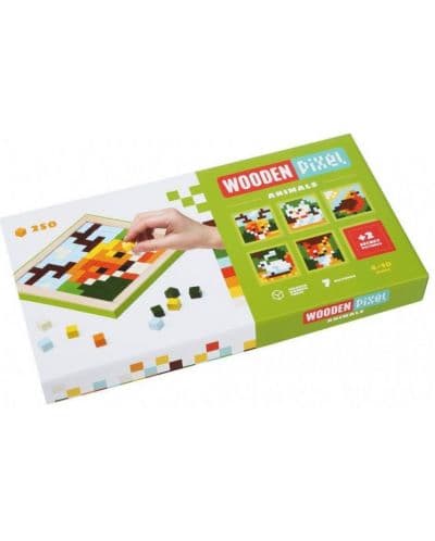 Дървена мозайка с пиксели Cubika - Животни, с 250 кубчета