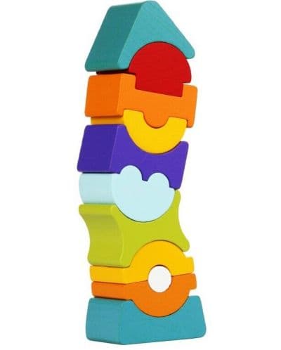 Дървена кула за баланс Cubika, 11 части