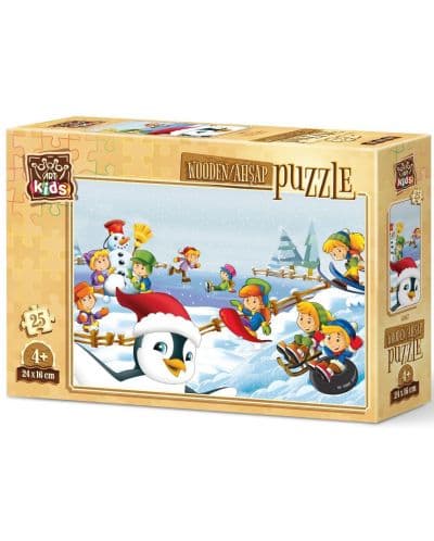 Дървен пъзел Art Puzzle от 25 части - Зимни забавления