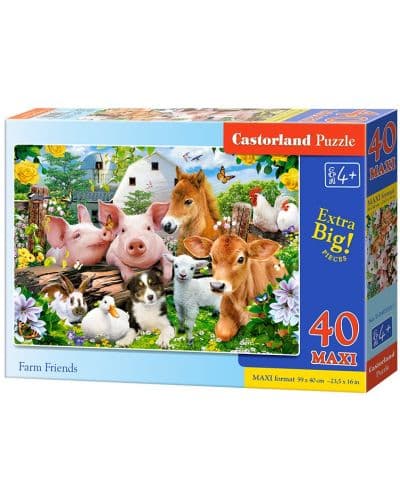 Пъзел Castorland от 40 XXL части - Животните във фермата