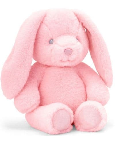 Eкологична плюшена играчка Keel Toys Keeleco - Бебе зайче, розово, 16 cm