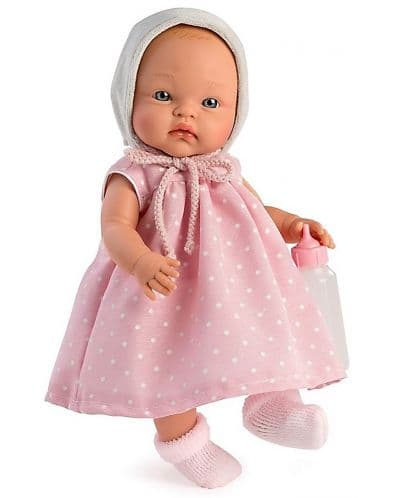 Кукла Asi Dolls - Бебе Алекс, с розова рокля на точки, 36 cm