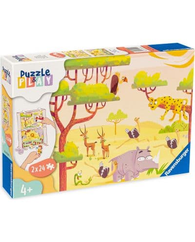 Пъзел-настолна игра Ravensburger от 2 х 24 части - Време за сафари
