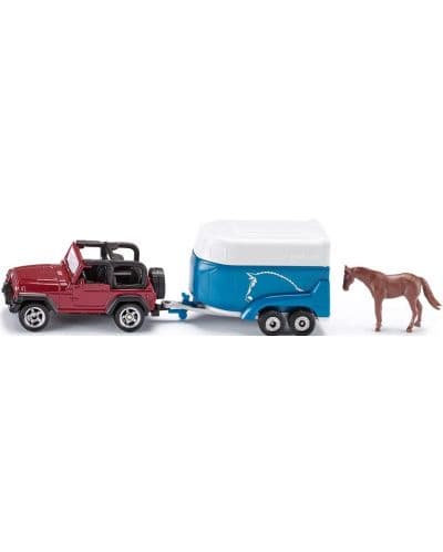 Игрален комплект Siku - Jeep with horse trailer
