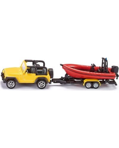 Игрален комплект Siku - Jeep with boat